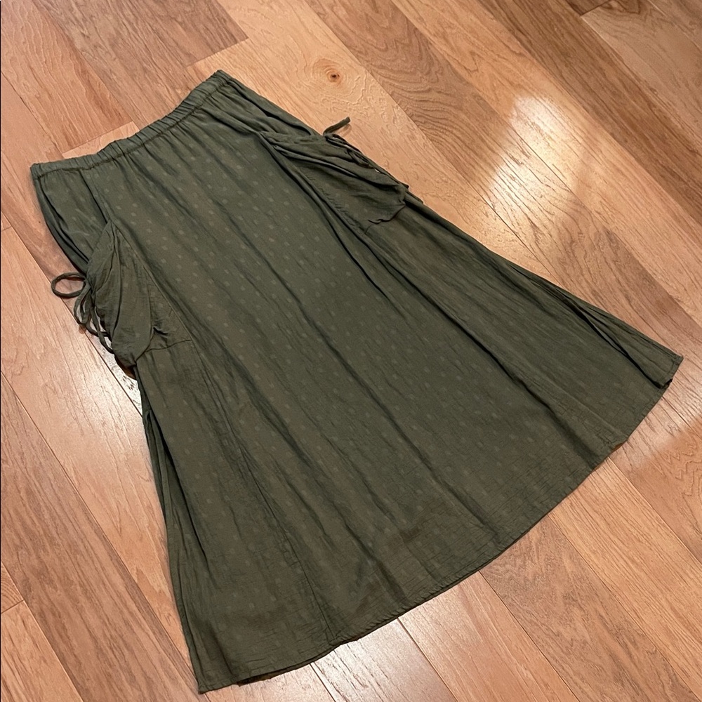 Staring at Stars Olive Midi Skirt with Side Pockets